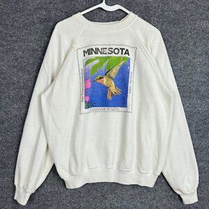 VINTAGE Minnesota Hummingbird Floral Wildlife Graphic Sweatshirt Men Size XLarge